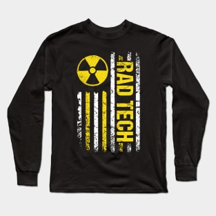 Patriotic Radiology, tachonologist's radiologic Xray tech, with the flag of USA Long Sleeve T-Shirt